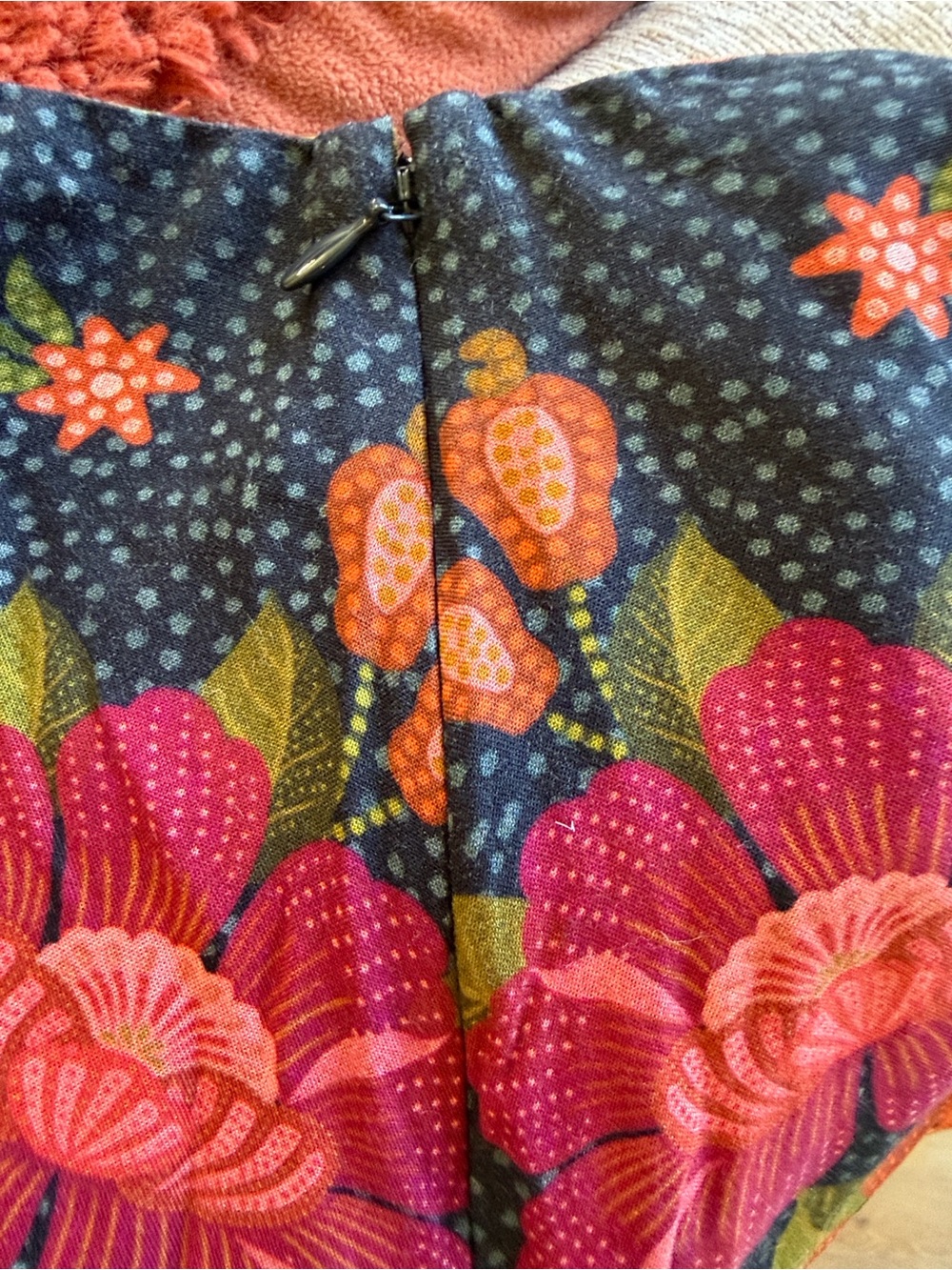 FARM Rio Black Midi Skirt with Rust and Orange Floral Border - Picture 6 of 6